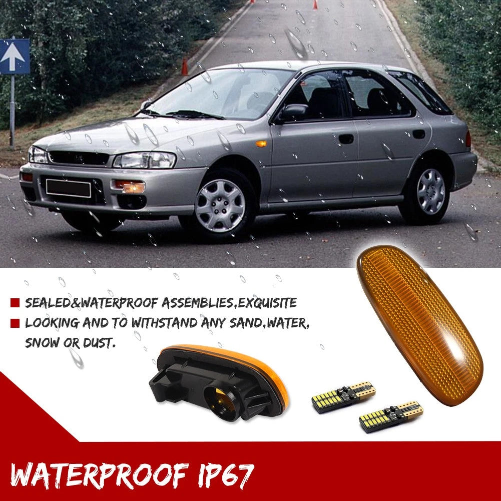 2X Amber Front Side Marker Lights for Subaru Impreza (1993–2001)