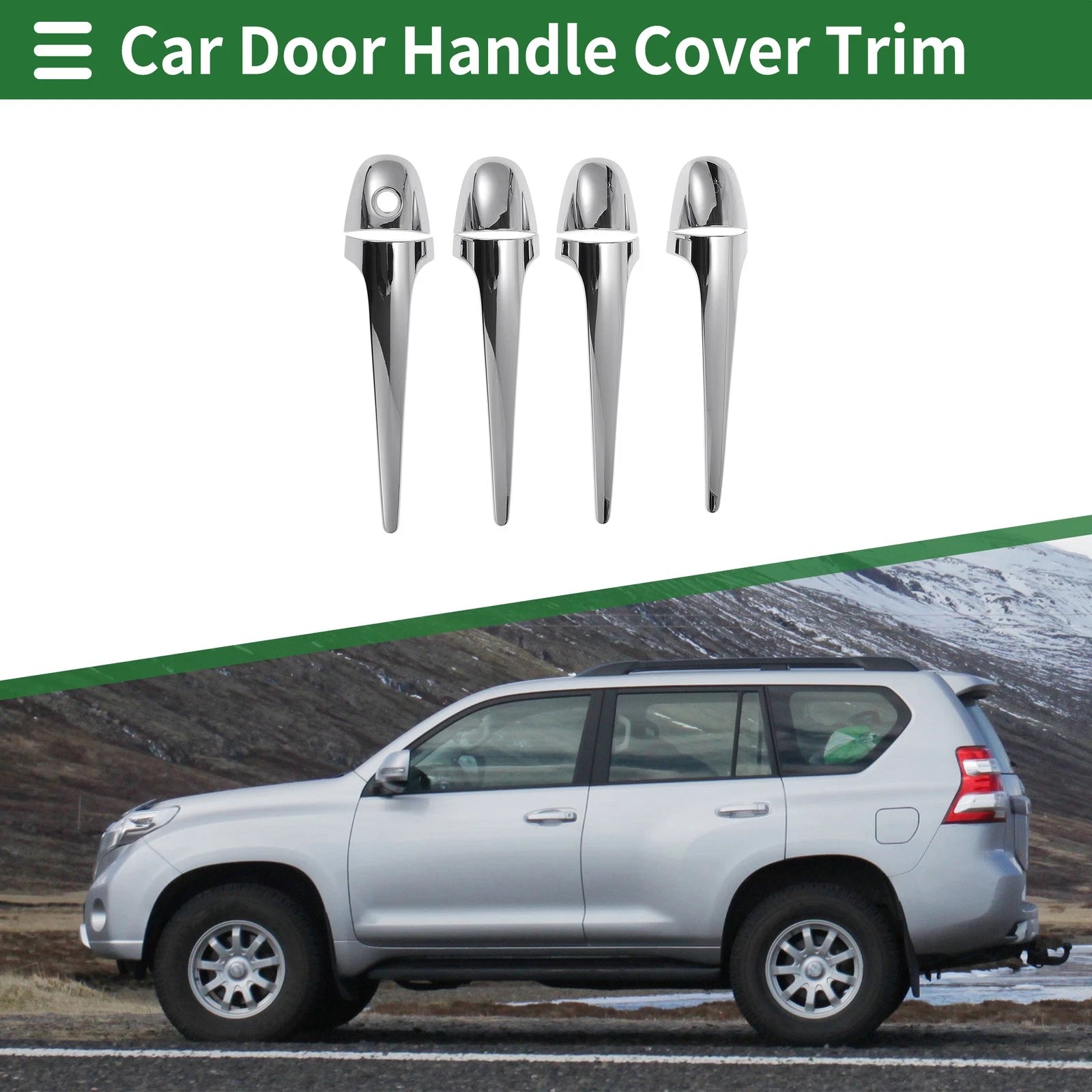 Car Door Handle Cover Trim for Toyota RAV4 (2013–2015) Silver Tone