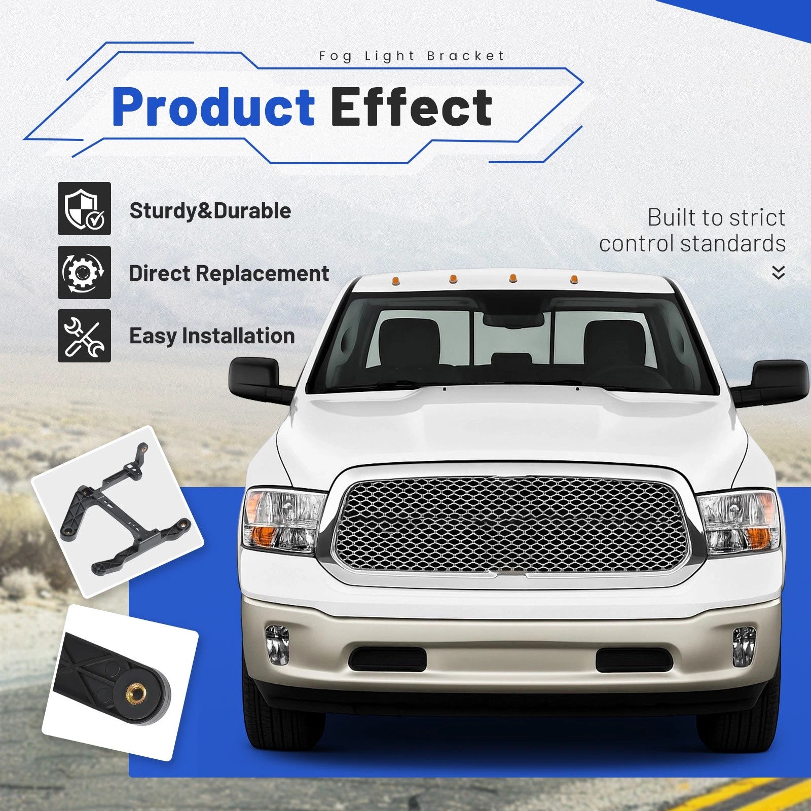2X Fog Light Bracket Kit for Dodge Ram 1500 (2013–2018)