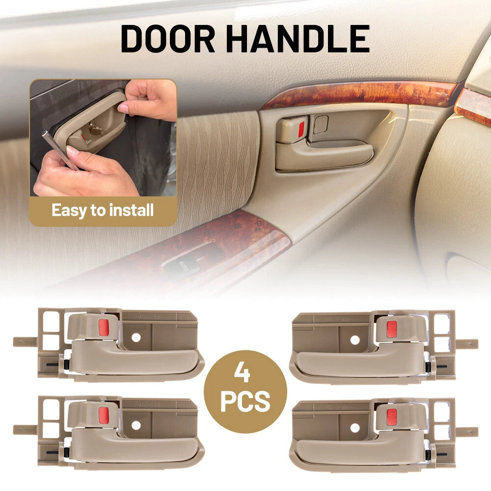 Interior Door Handle Set For Toyota Corolla 2003–2008 Beige Plastic