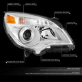Right Side Headlight for Chevrolet Equinox (2010–2015) OE Style Chrome Amber