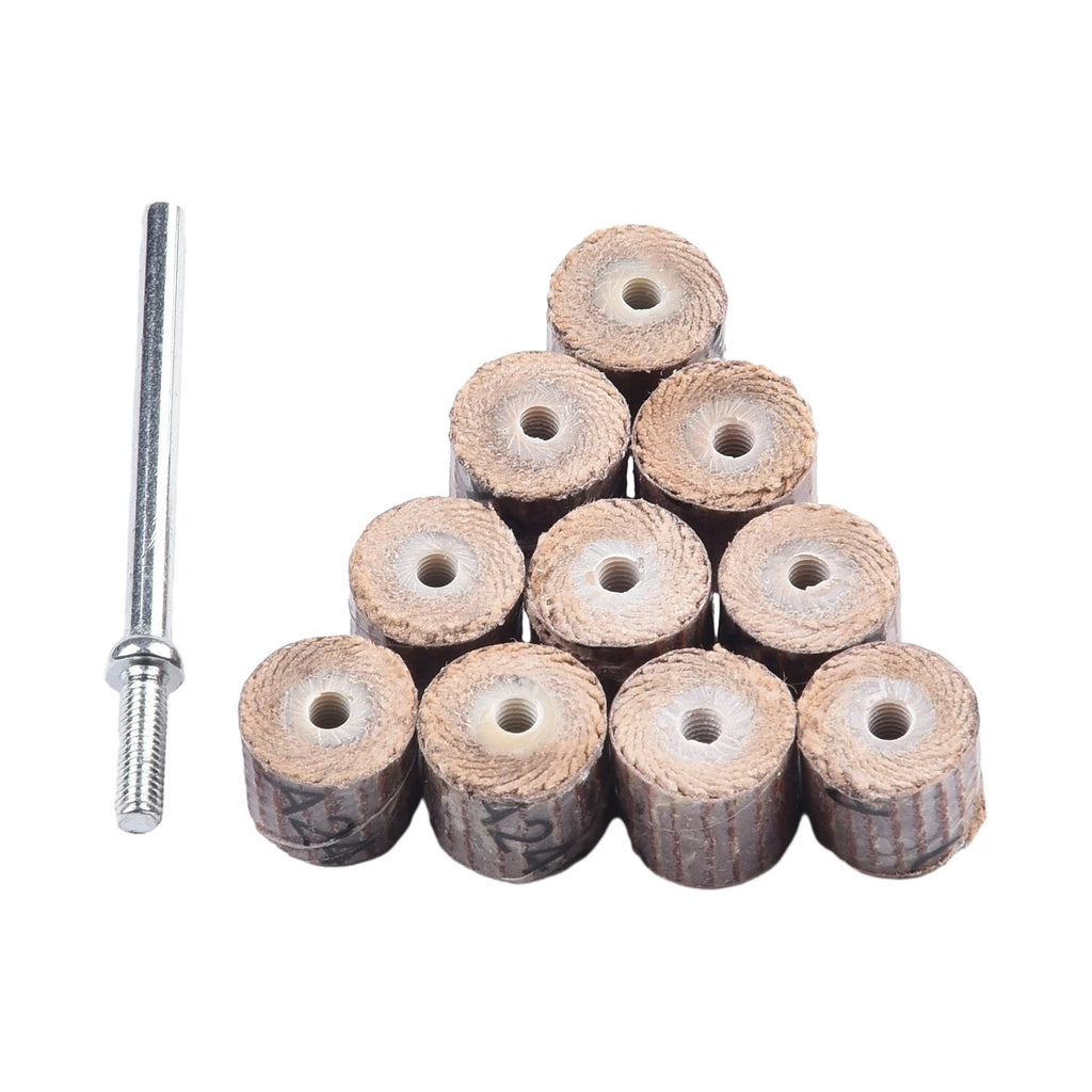 10pcs Flap Polishing Wheel Set with Mandrel for Metal Working