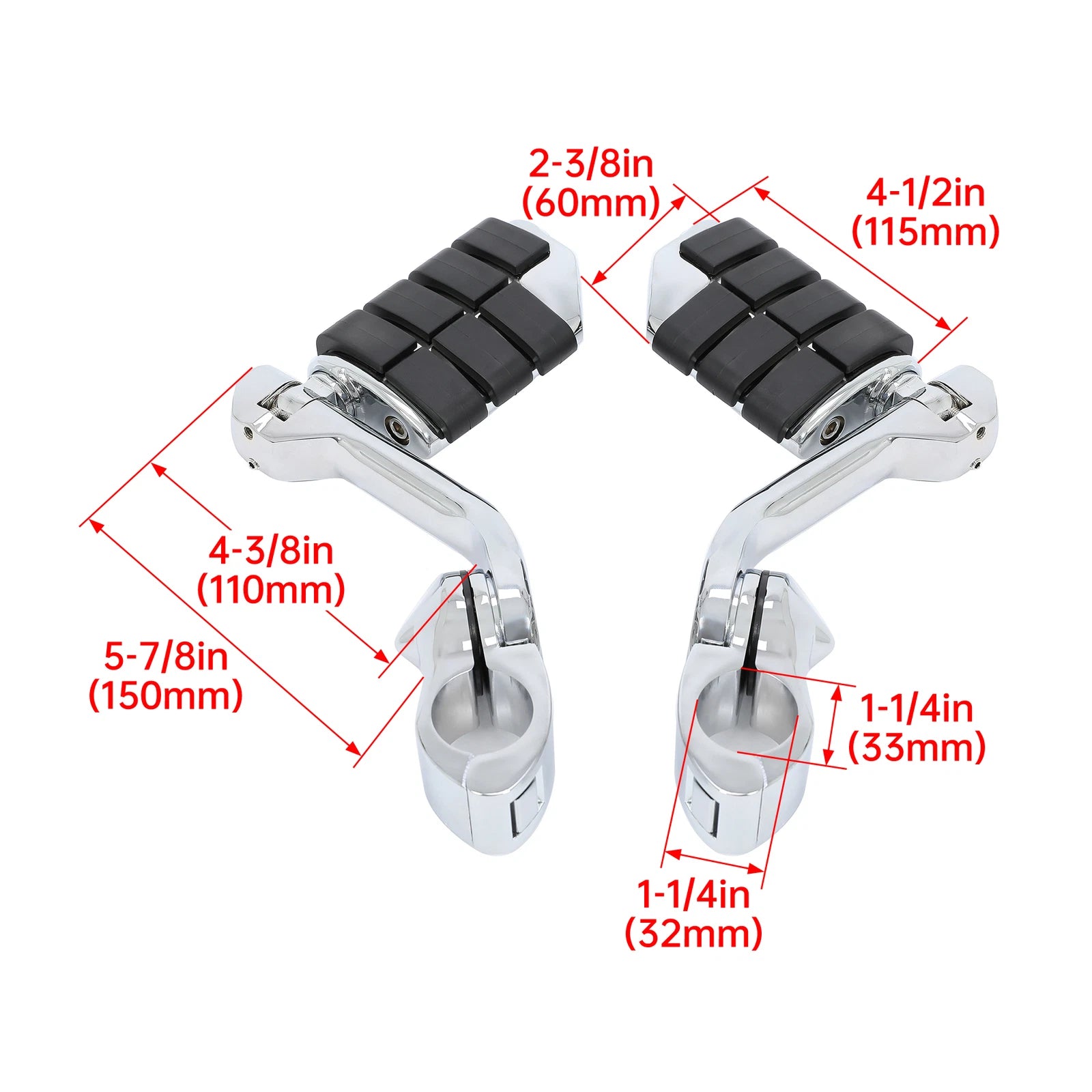 Long Foot Highway Pegs for Harley Road King, Street Glide (1-1/4" Bars)