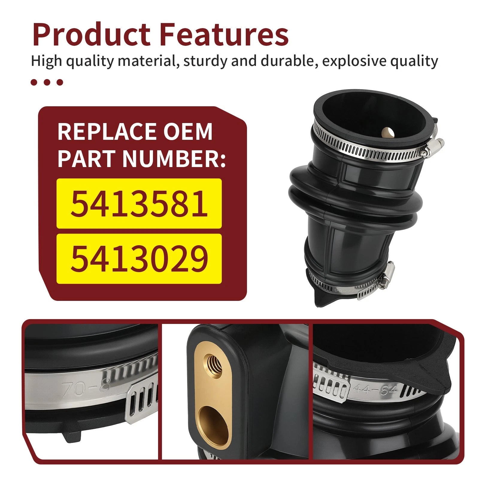 Air Cleaner Intake Boot w/ Clamp for Polaris RZR 800 S 2008–2010