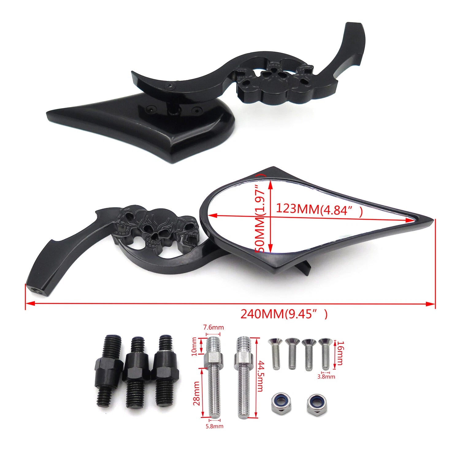 Skull Blade Mirror for Honda CBR, Kawasaki Ninja, Yamaha YZF, Suzuki Hayabusa (1999–2007)