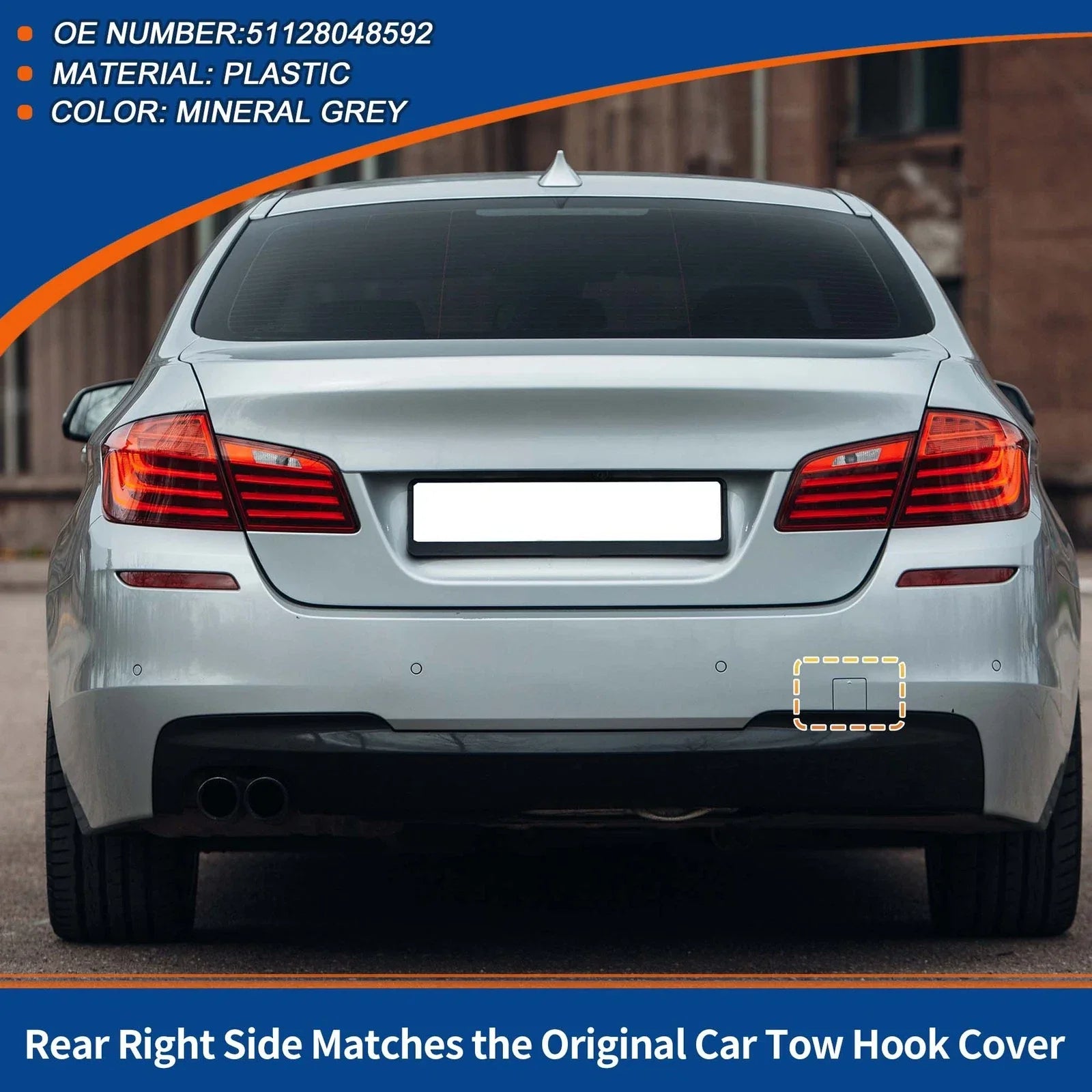 Tow Hook Cover for BMW 5 Series F10 Mineral Grey