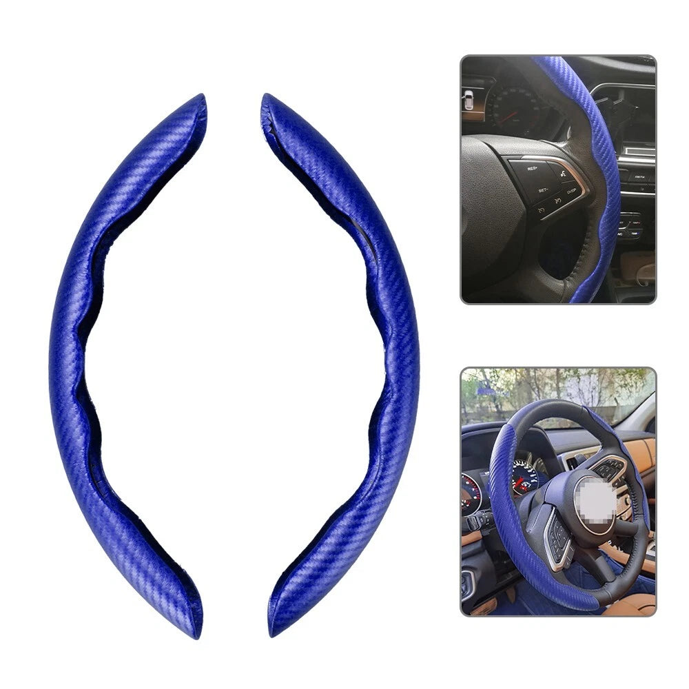 Blue Carbon Fiber Steering Wheel Booster Cover Non-Slip Universal
