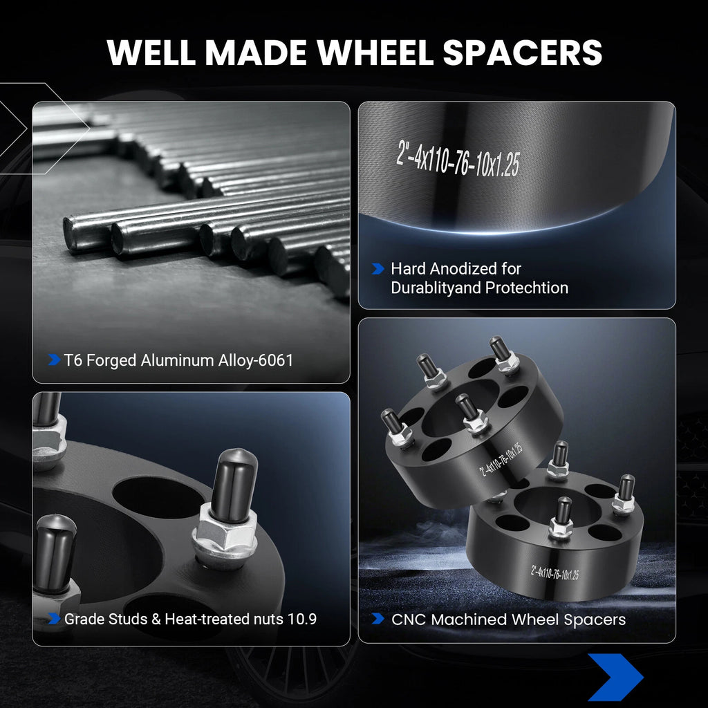 Set of 4 Wheel Spacers for Honda Rancher Recon 250, Yamaha, Kawasaki (2")