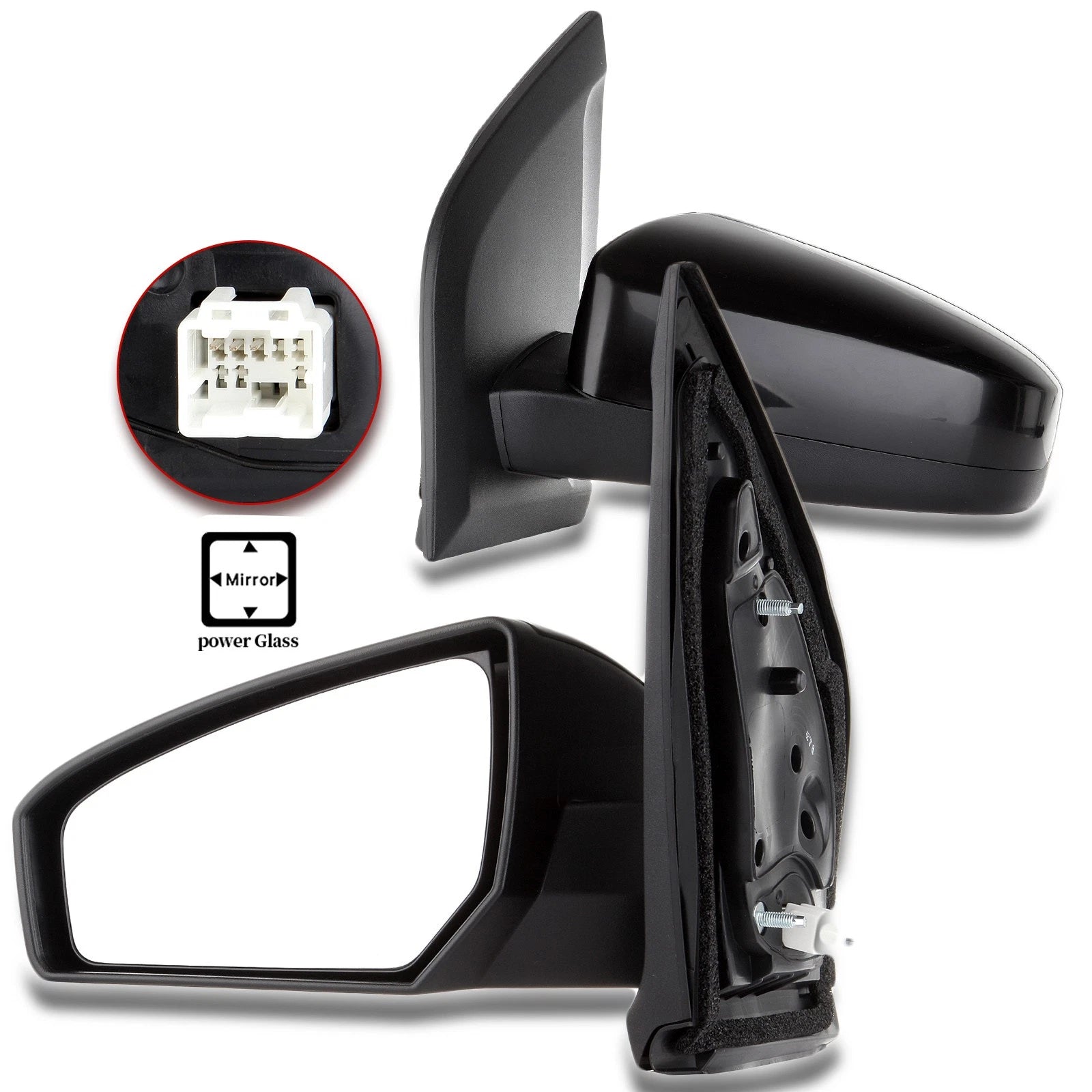 Power Black View Mirrors for Nissan Sentra (2007–2012) LH+RH Pair