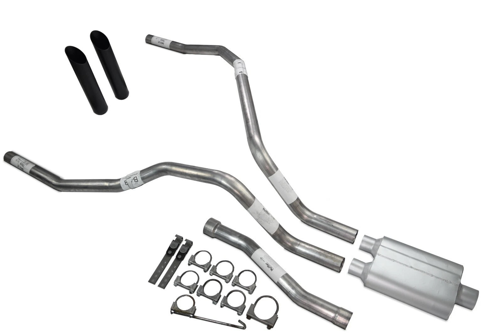 Dual Exhaust Muffler for Nissan Titan (2004–2006) 2.5 Inch, 2 Chamber, Black Tip