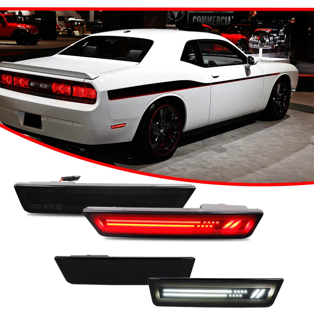 Set of 4 Racing LED Side Marker Lights for Dodge Challenger (2008–2014)