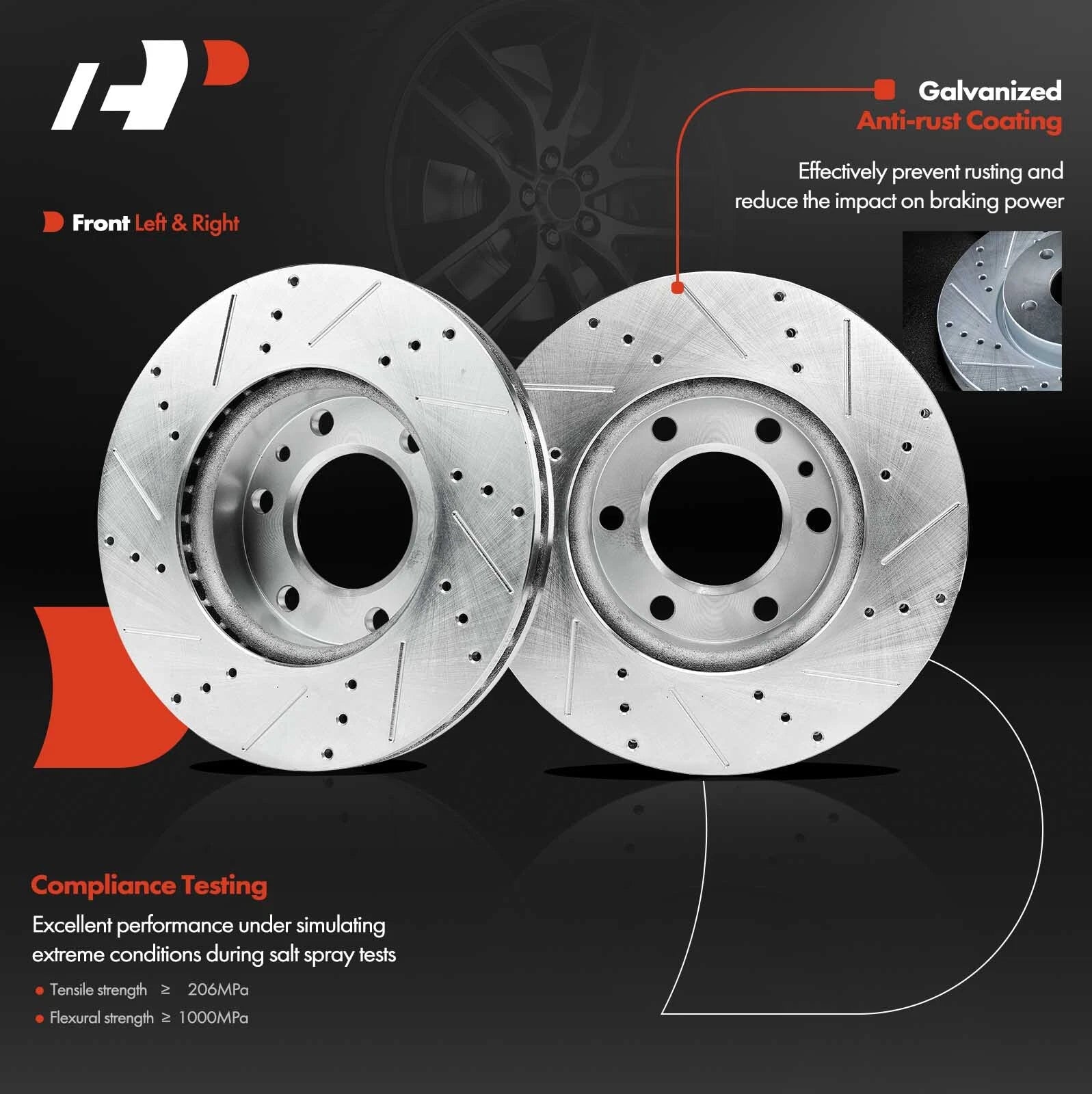Front Drilled Brake Rotors for Mercedes-Benz Sprinter 2500 (2010–2021)