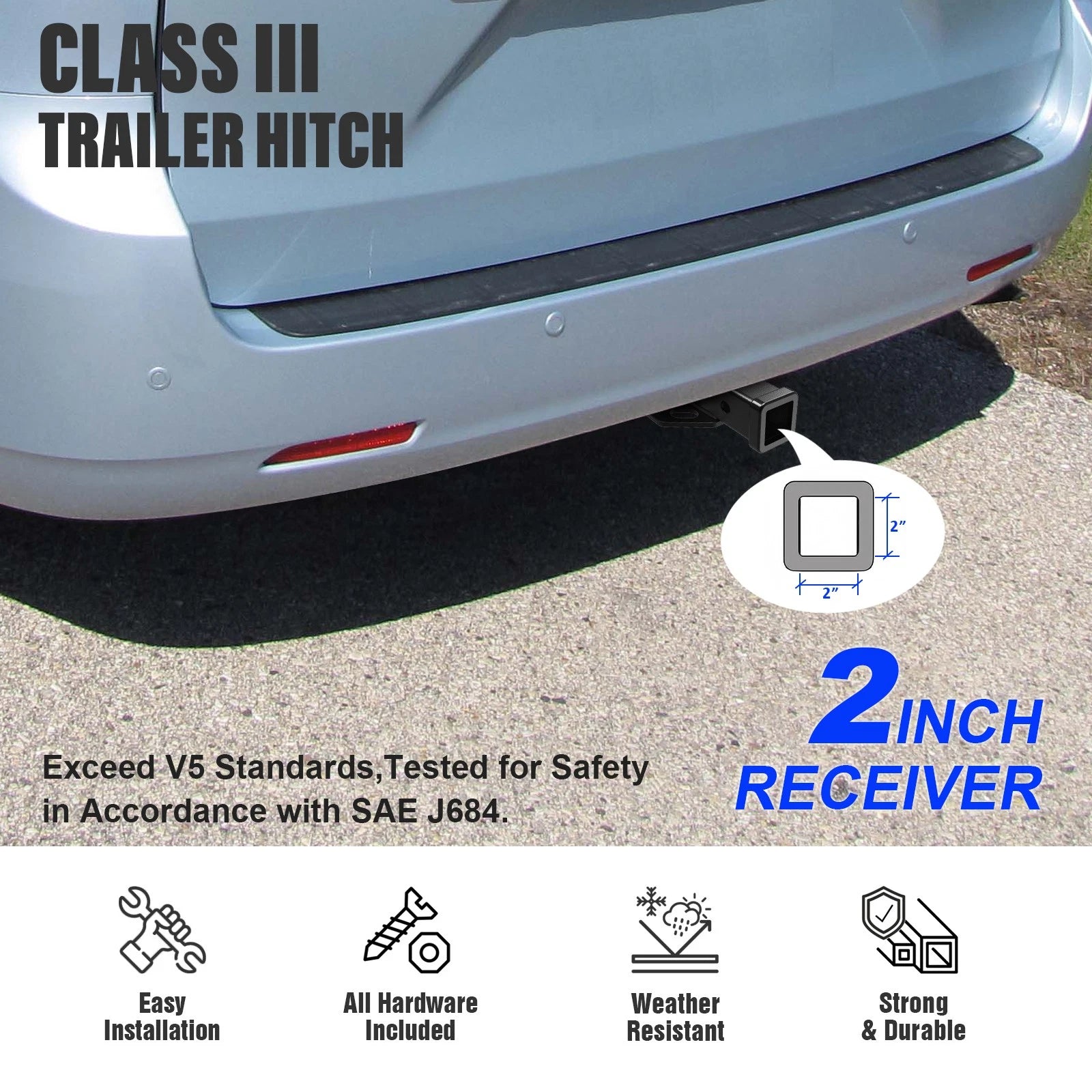 Towing Hitch Receiver Class 3 for Toyota Sienna (2004-2020)