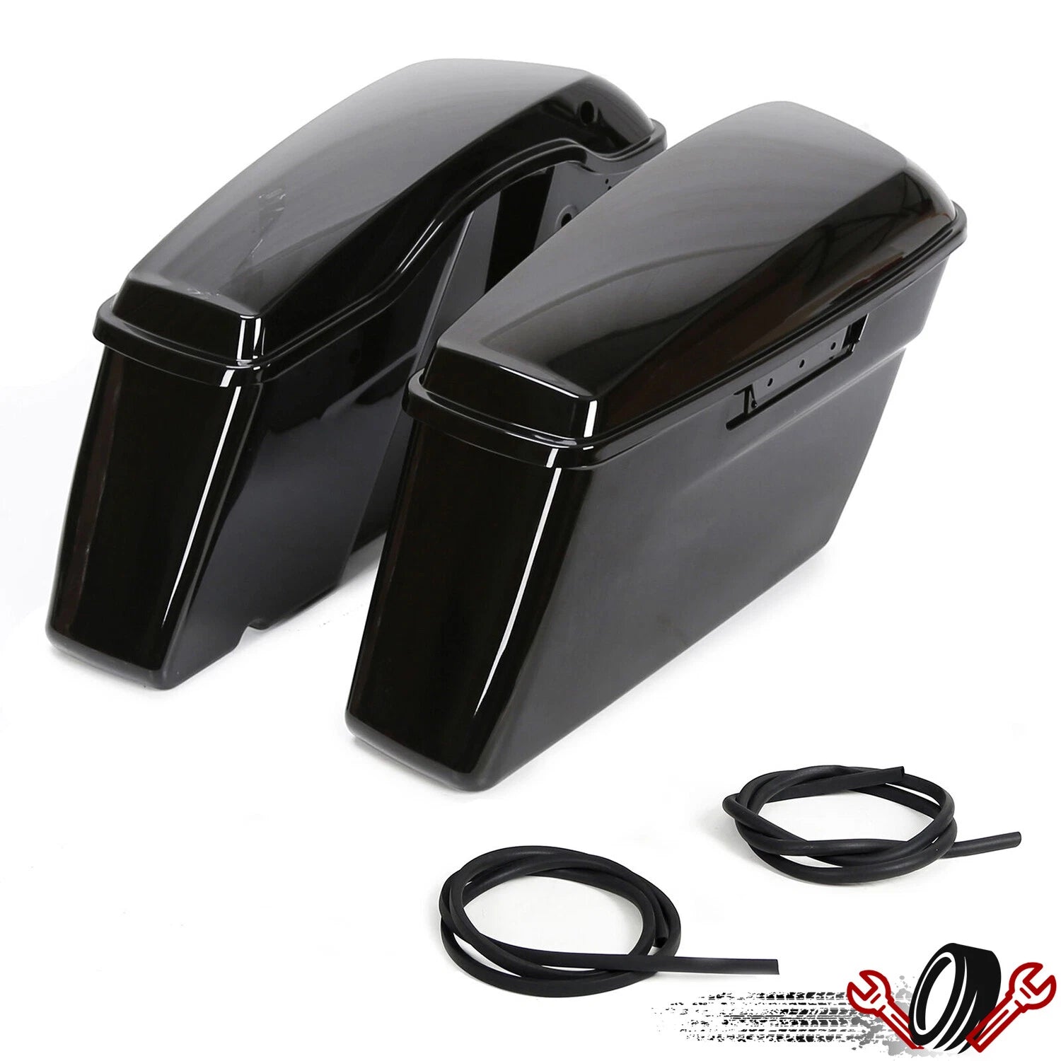 Vivid Black Hard Saddle Bags for Harley Touring Road Glide (2014–2024)