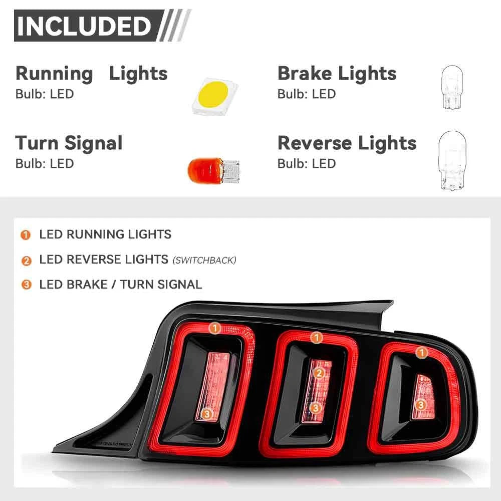 Full LED Tail Light Set for Ford Mustang (2013–2014) - Left & Right Pair