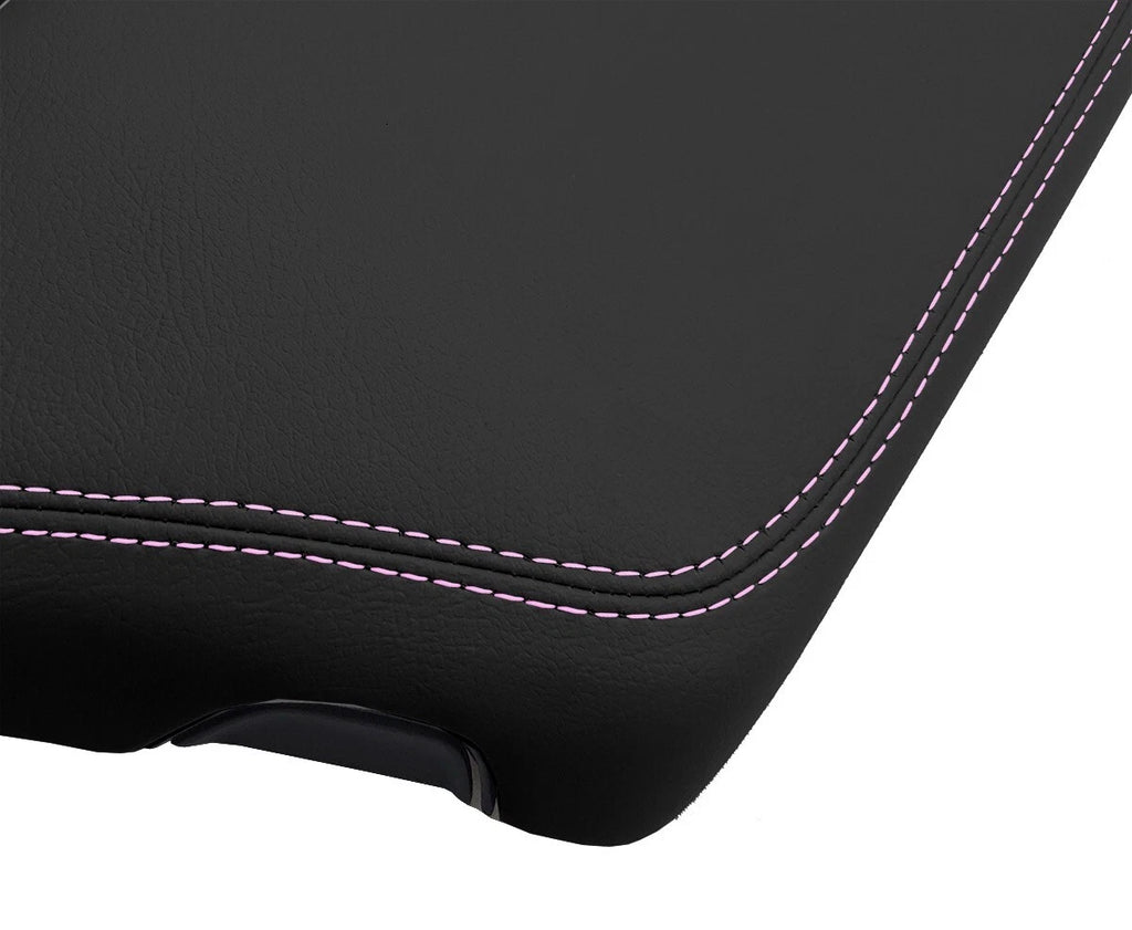 Leather Console Lid Armrest Cover for Dodge Challenger (2015–2020) Pink Stitch