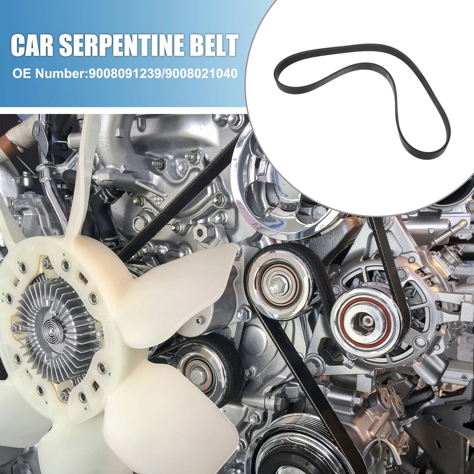 2pcs Serpentine Belt for Lexus RX 330 (2005) No. 9008091239/9008021040