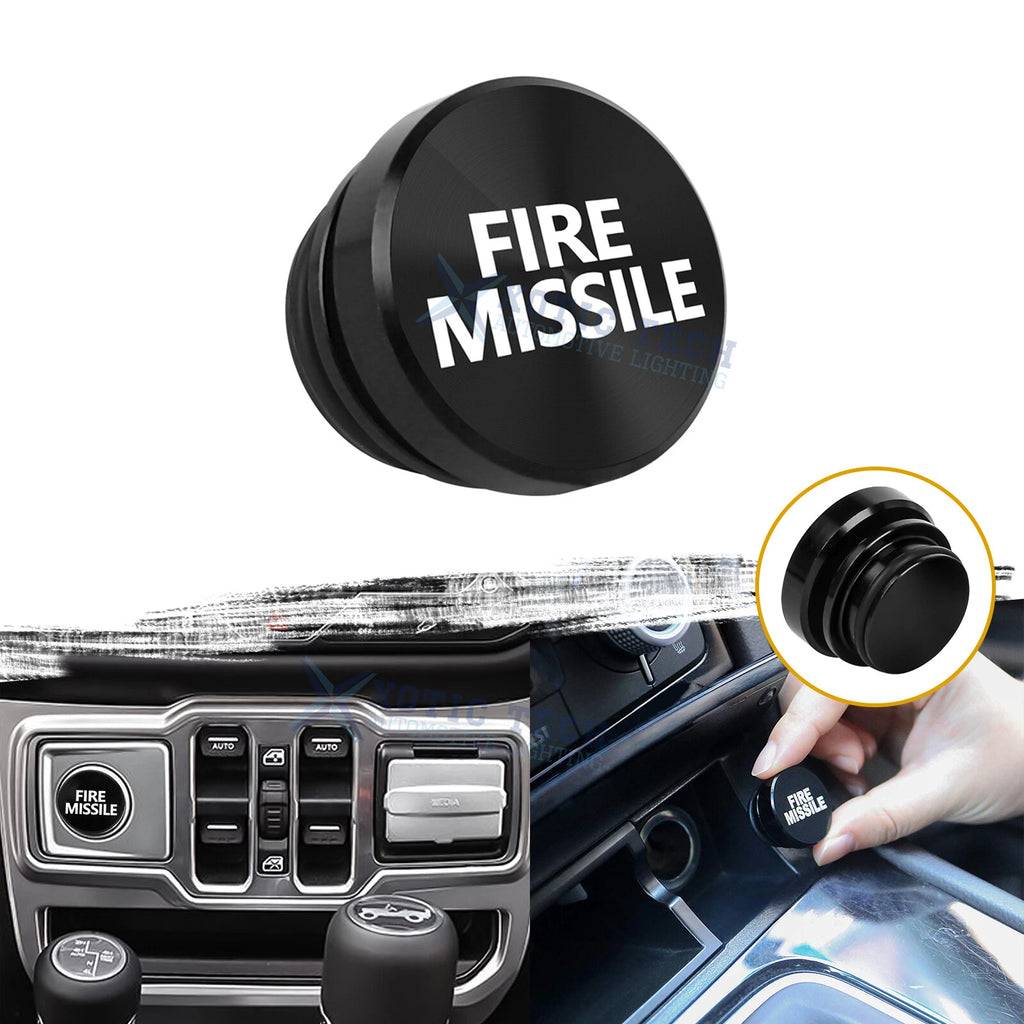 Fire Missile Cigarette Lighter Plug Button Decor Trim for Black Aluminum (—–—)