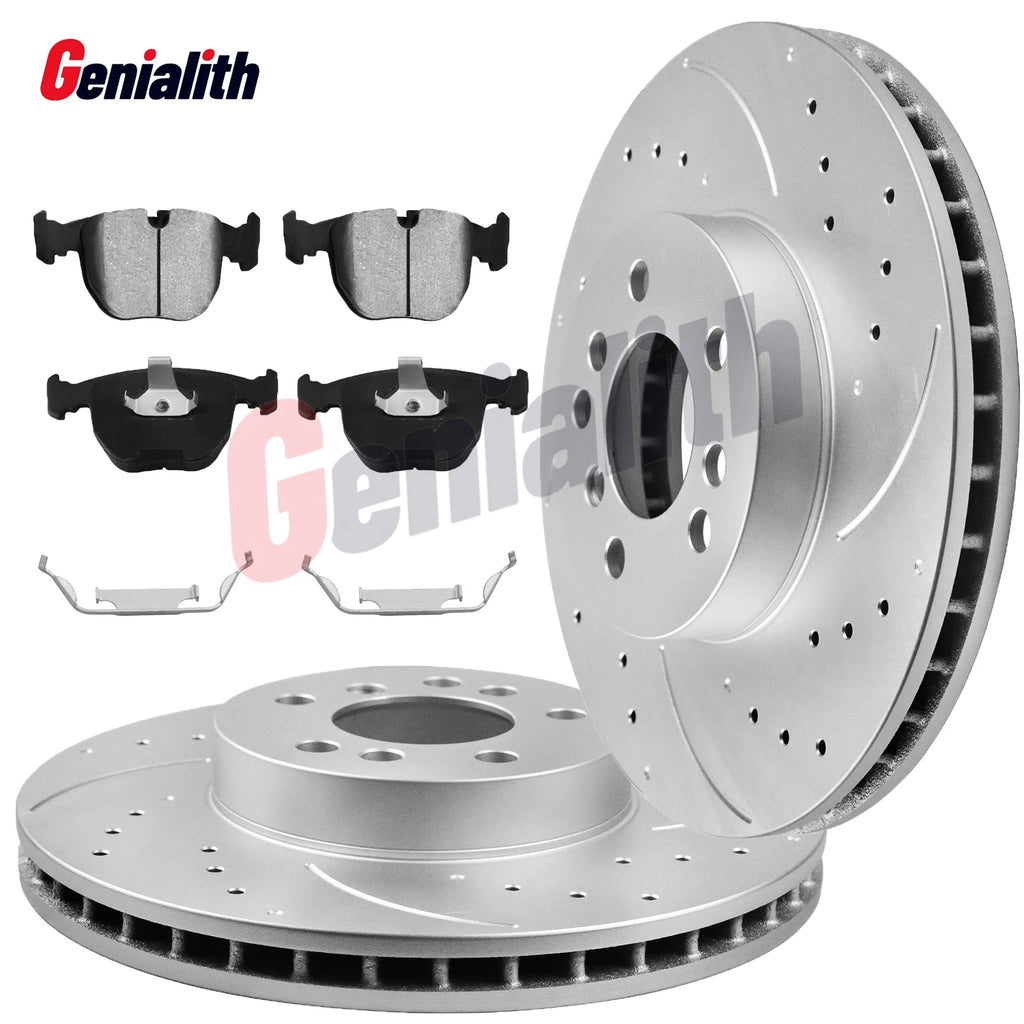 Set of 2 Front Drilled Brake Rotors & Ceramic Pads for BMW X5 (2000–2006)