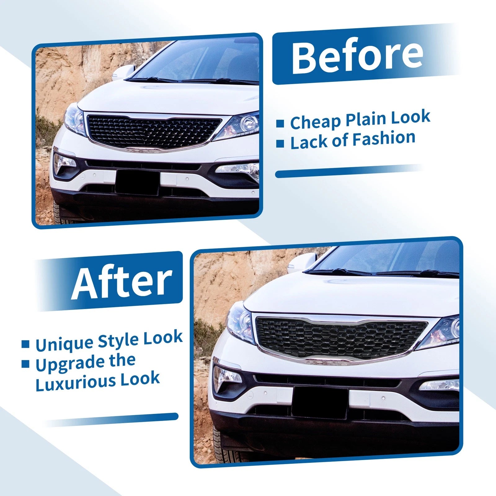 Front Upper Bumper Grille Grill for Kia Forte (2014–2016) No.86350-A7000 Black