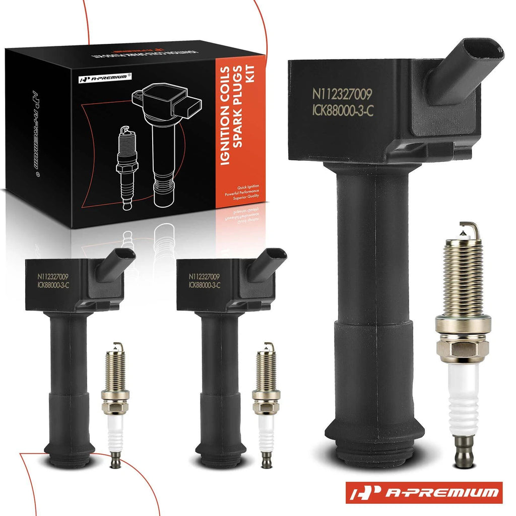 Set of 3 Ignition Coils & 3 Iridium Spark Plugs for Ford Escape (2020–2022)