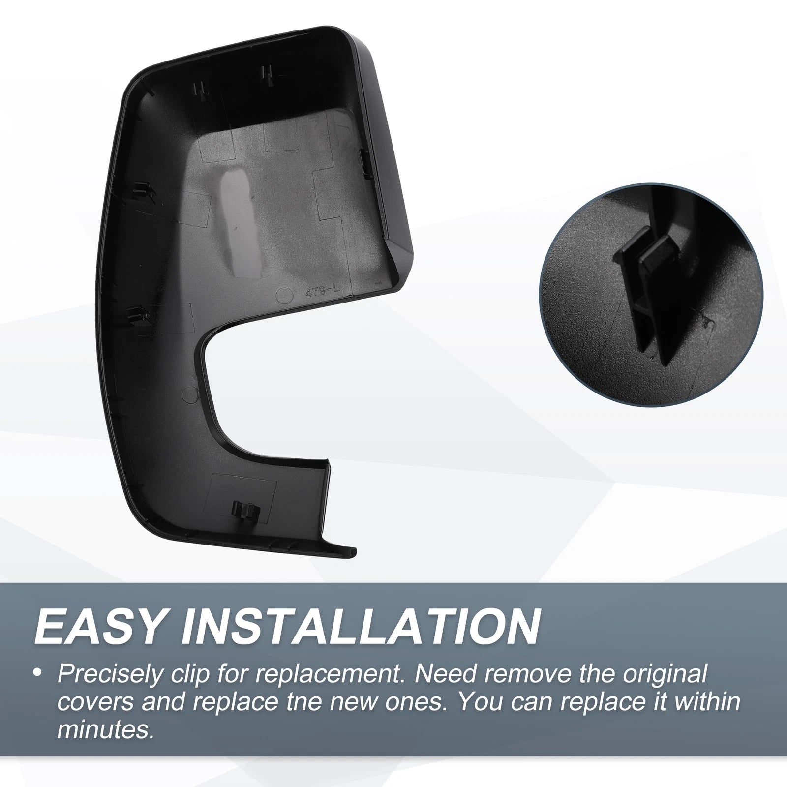 Left Rearview Mirror Cover Cap Gloss Black for Ford Transit Custom (2012–2023)