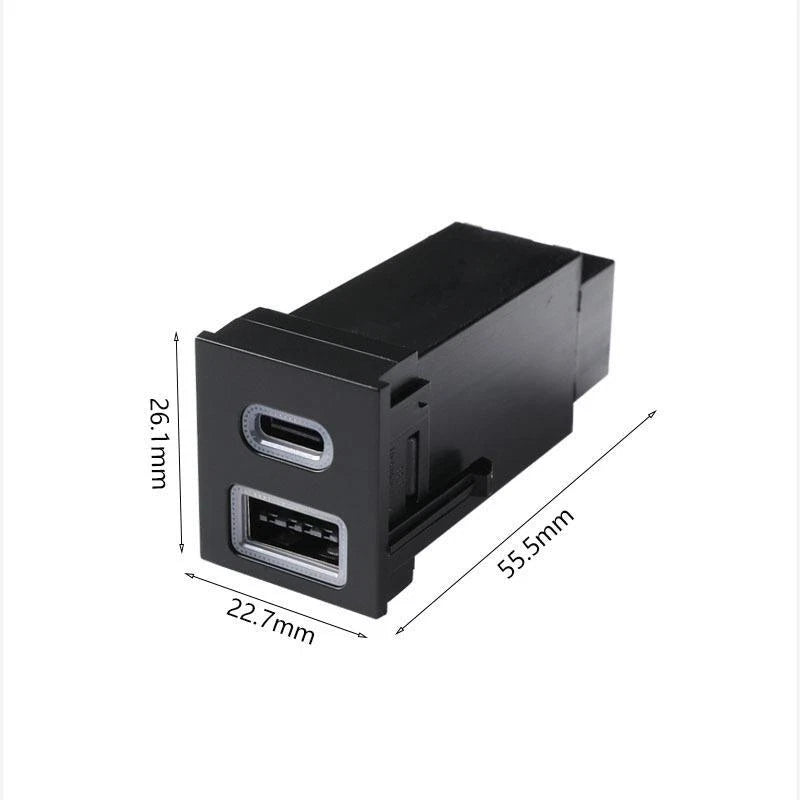 USB-C PD + USB-A QC3.0 Charger Kit for Toyota Corolla Cross (2022–2023) RAV4 (2018–2024)