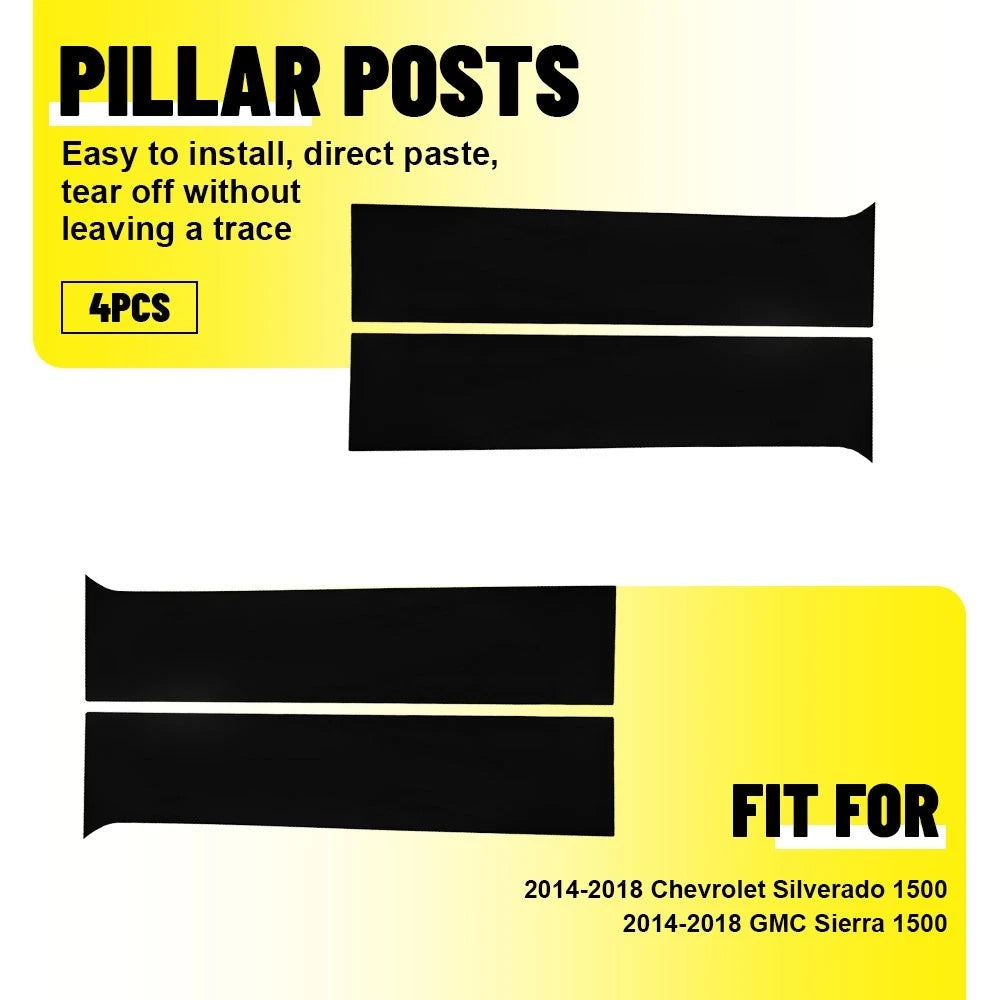 Pillar Post Door Trim Cover Kit for Chevy Silverado GMC Sierra (2014–2018)