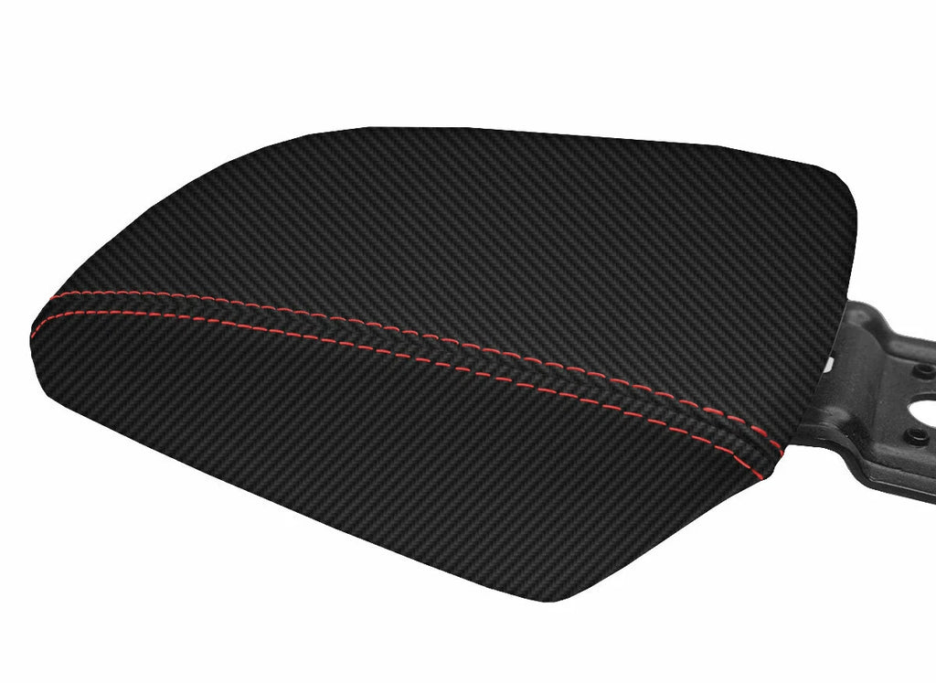 Console Lid Armrest Cover for Ford Focus (2012–2018) Carbon Fiber Red Stitch