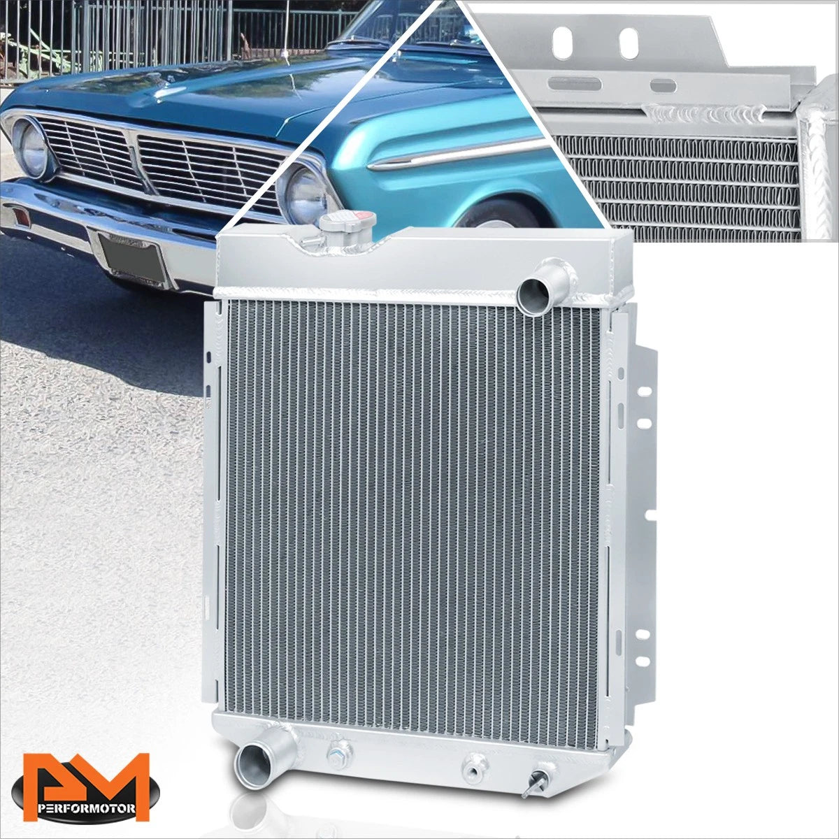 3-Row Aluminum Cooling Radiator for Ford Mustang 1965-1966, Mercury Comet 1964-1965