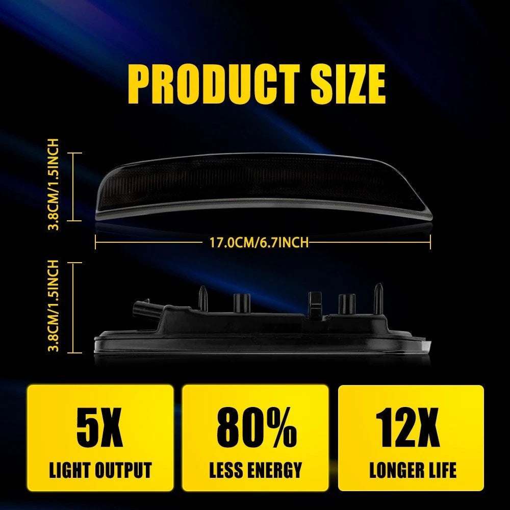 2X Smoked Amber LED Front Fender Side Marker Lights for Dodge Durango (2021–2025)