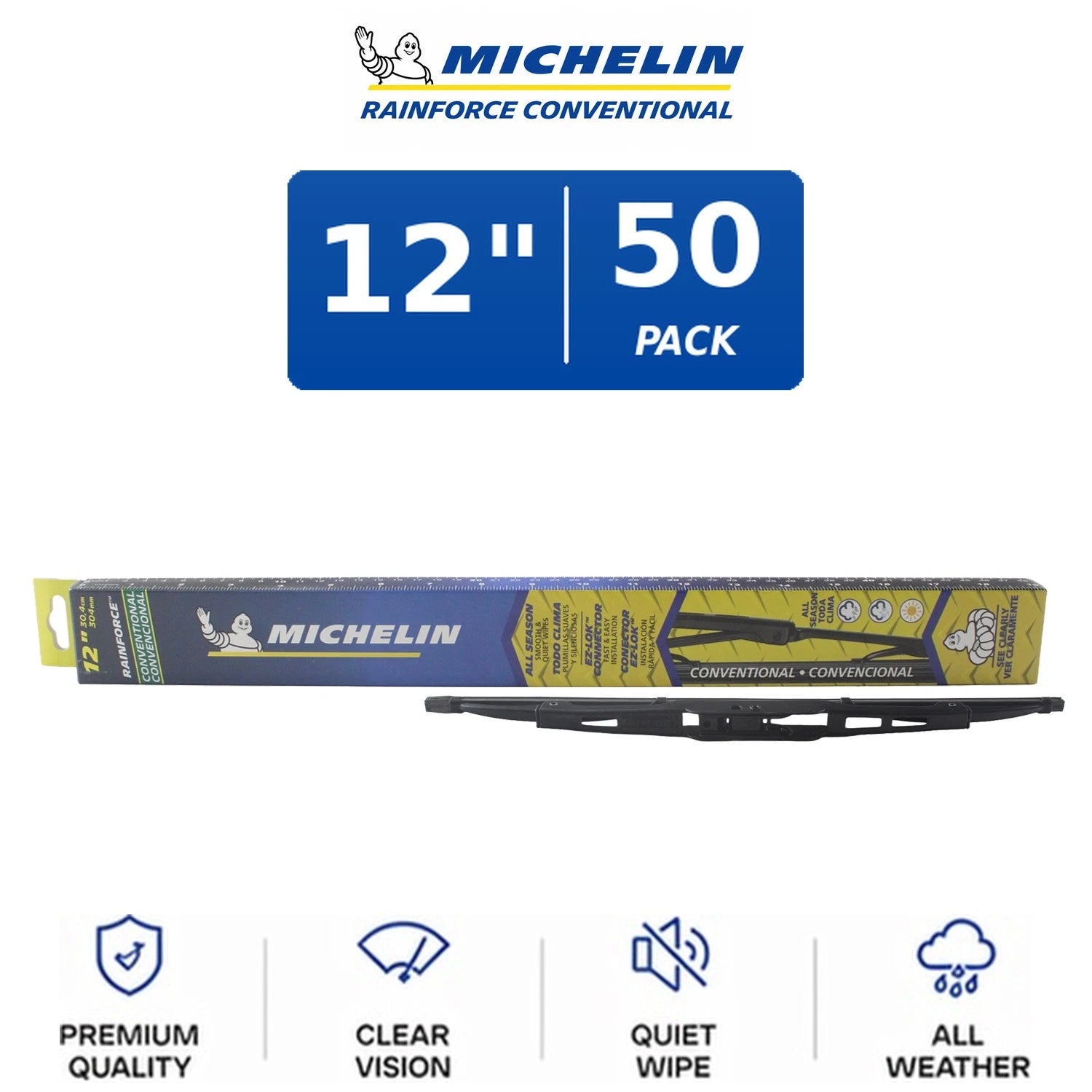 Set of 50 Michelin RainForce Wiper Blades 12" for All Vehicles