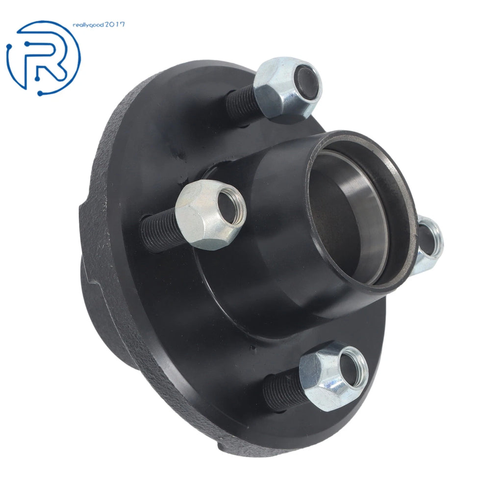 2X Trailer Hub Assembly for 4 on 4" Bolt Circle (Round Spindle & Bearings)