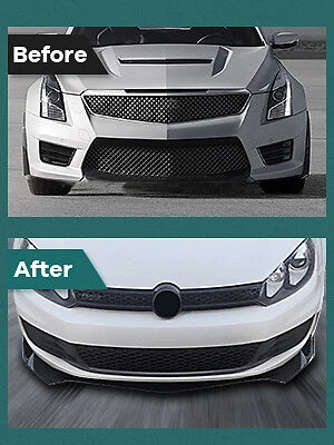 3PC Front Bumper Lip for Cadillac ATS (2015–2017) Glossy Black