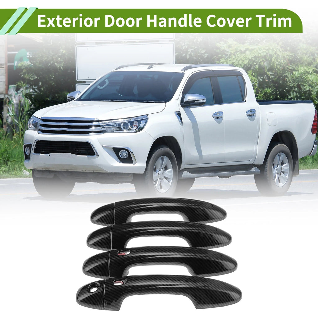 Set of 1 Exterior Door Handle Cover Trim for Toyota Hilux (2015–2023) - Carbon Fiber Black