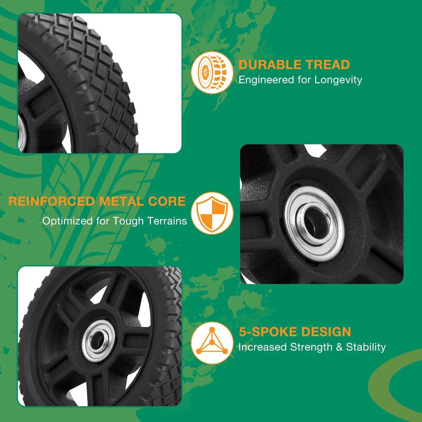 2X 6" Plastic Wheels for Craftsman Mower