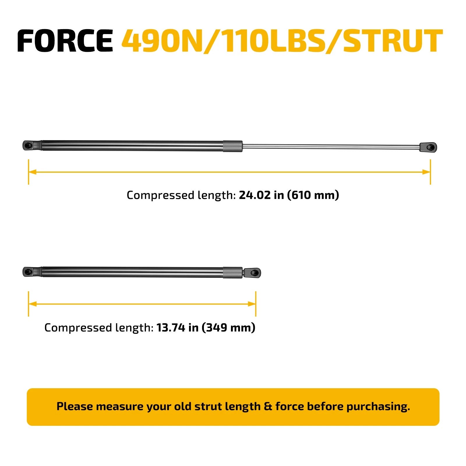 2X Gas Shocks Struts Lift Support for Leer Camper Shell (24 inch, SE244P110EZ10)