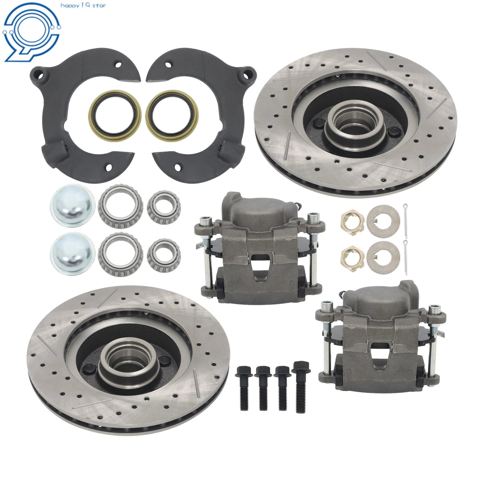 Front Disc Brake Kit for Mustang II (Slotted, Chevy Rotors)