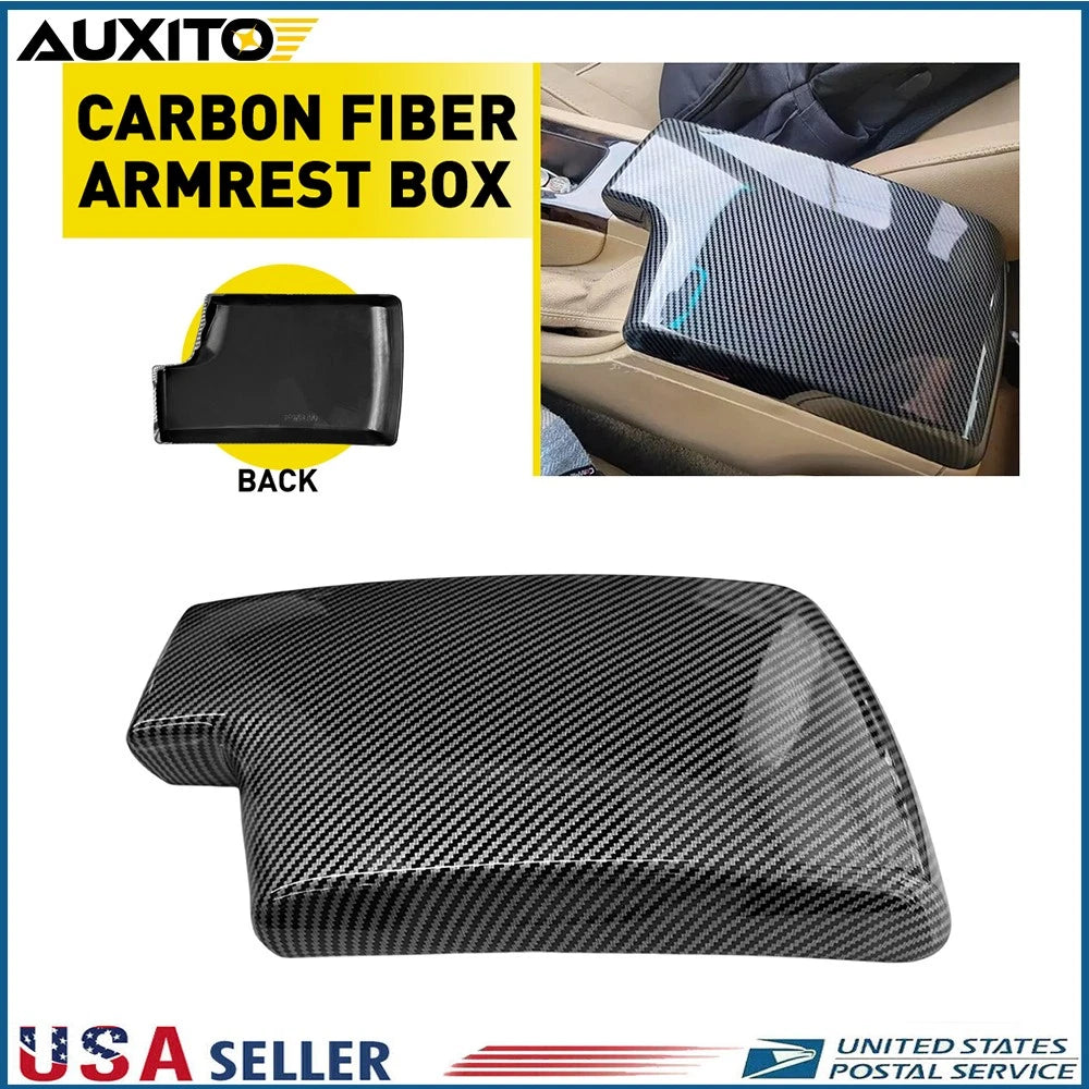 Carbon Fiber Interior Console Armrest Lid Cover Trim for BMW 3 Series (2007–2013)