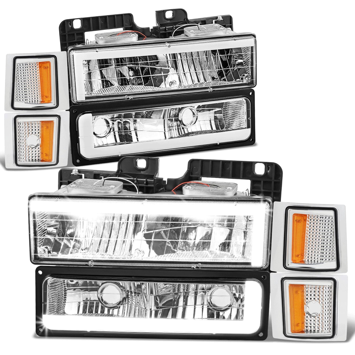 C-LED Headlight + Bumper Signal + Corner Lamps for Chevy C/K (1994–2000)