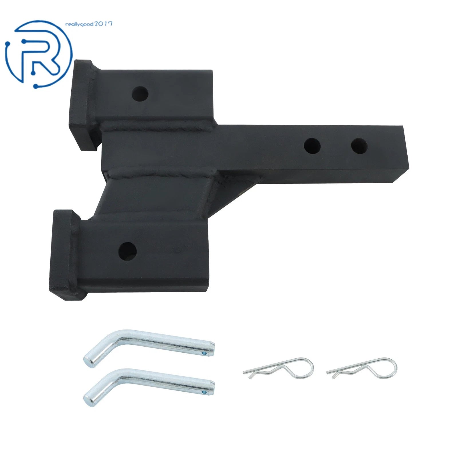 Dual Ball Hitch Extender Receiver for Trucks (10000LB, Adjustable 2in Up 4in Down)