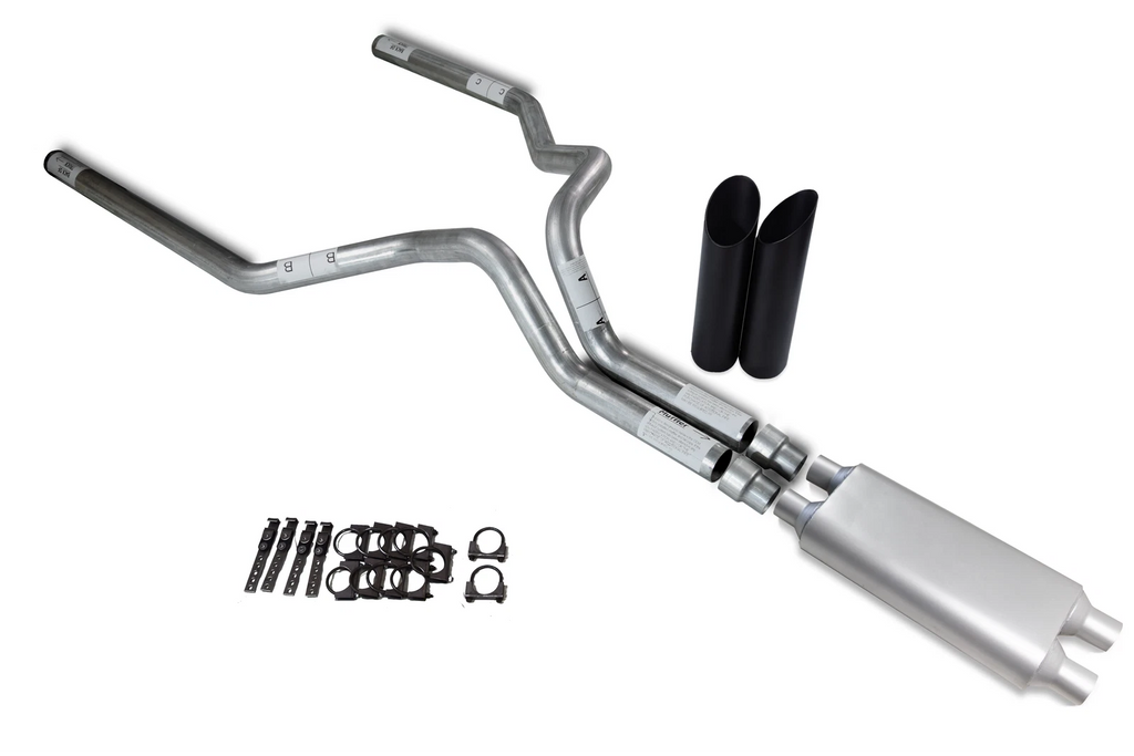 3" Dual Exhaust for Chevy GMC 2500 (2000–2006) - Dual Inlet, Black Tips