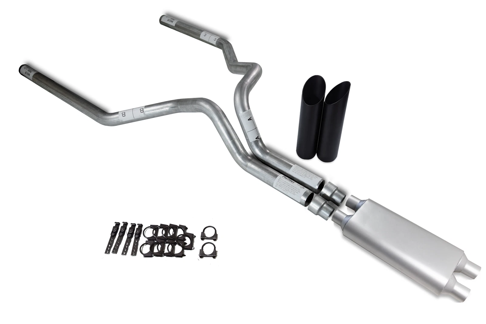 3" Dual Exhaust for Chevy GMC 2500 (2000–2006) - Dual Inlet, Black Tips