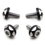 Set of 4 Black Aluminum Alloy License Plate Bolt Screws for Car Motorcycle