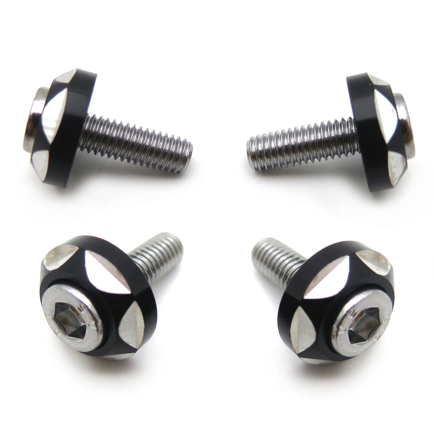 Set of 4 Black Aluminum Alloy License Plate Bolt Screws for Car Motorcycle