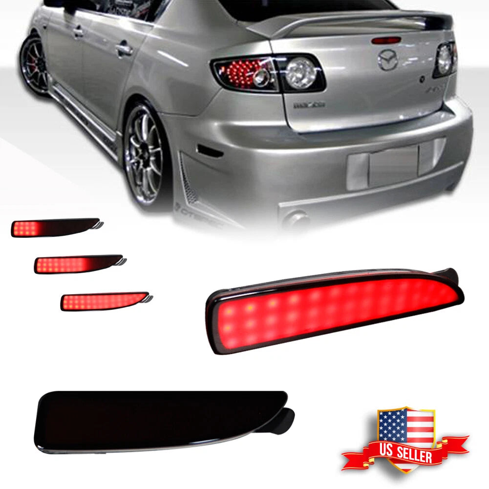 2X Smoked Lens Red LED Rear Side Marker Lights for Mazda 3 (2004–2008)