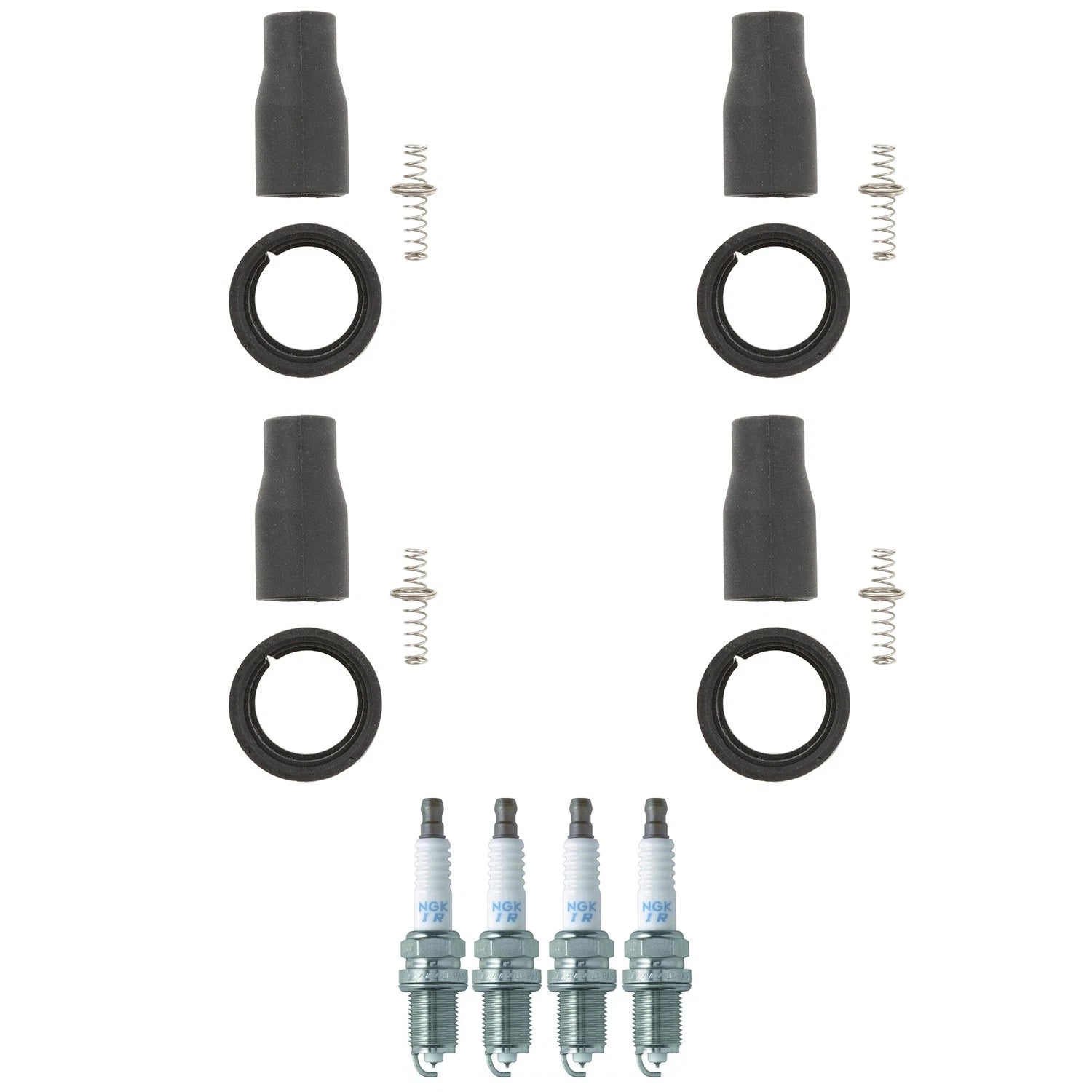 Set of 4 NGK Laser Iridium Spark Plugs & Coil Boots for Optima Rondo Sonata (2006–2019)