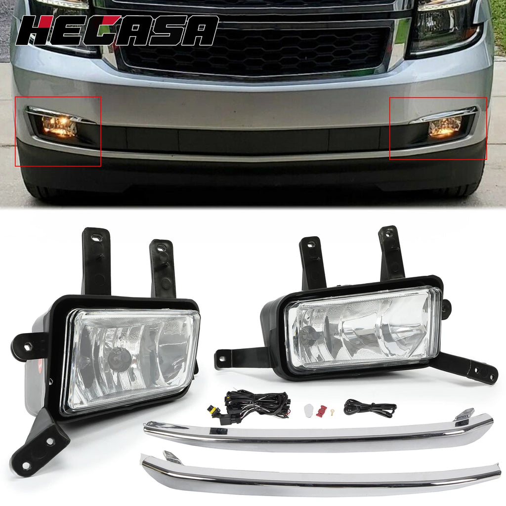 Fog Lights for Chevy Suburban/Tahoe (2015–2020) - Chrome Trim, Switch, Bulbs