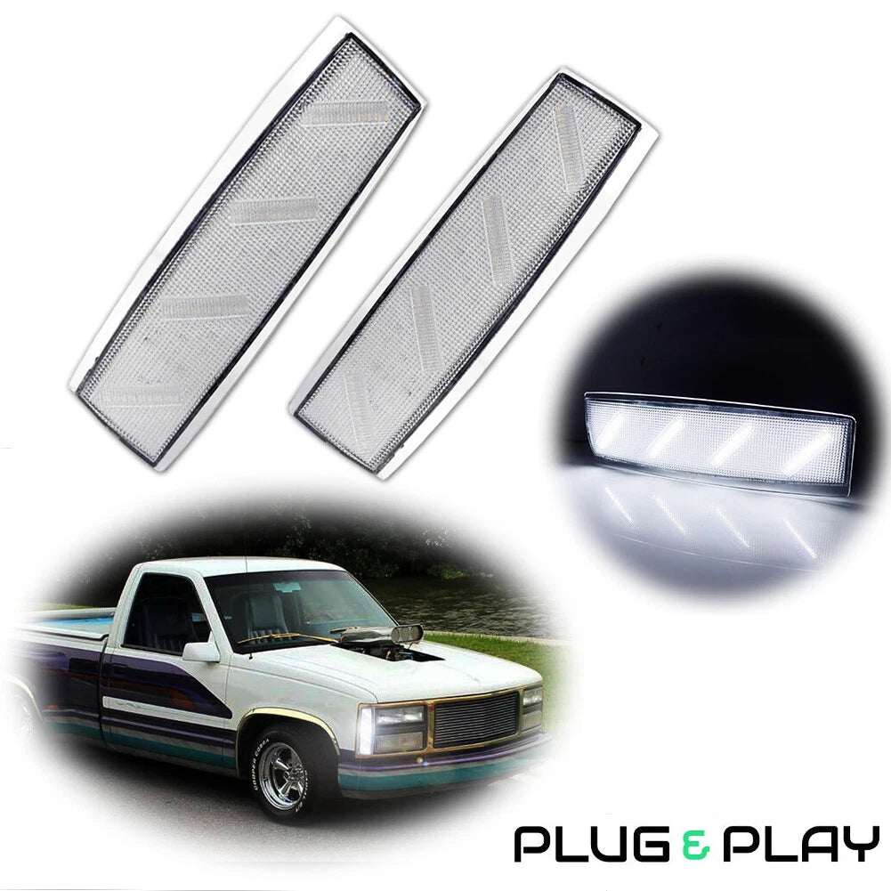 2X White Front Side Marker Lights for GMC C1500 C2500 C3500 K1500