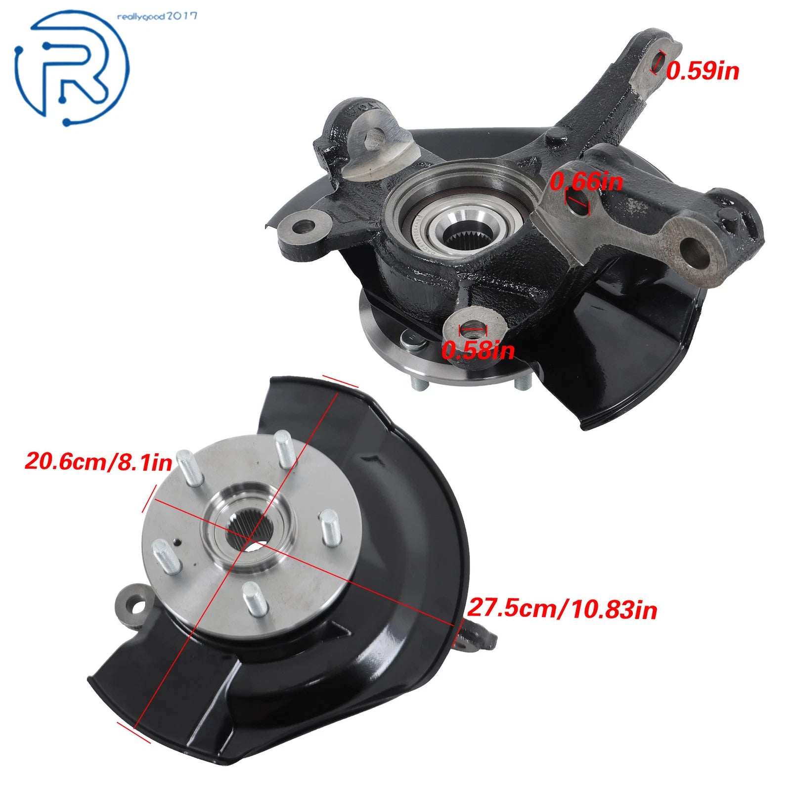 Front Left Steering Knuckle & Wheel Hub Bearing Assembly for Honda CR-V (2007-2009)